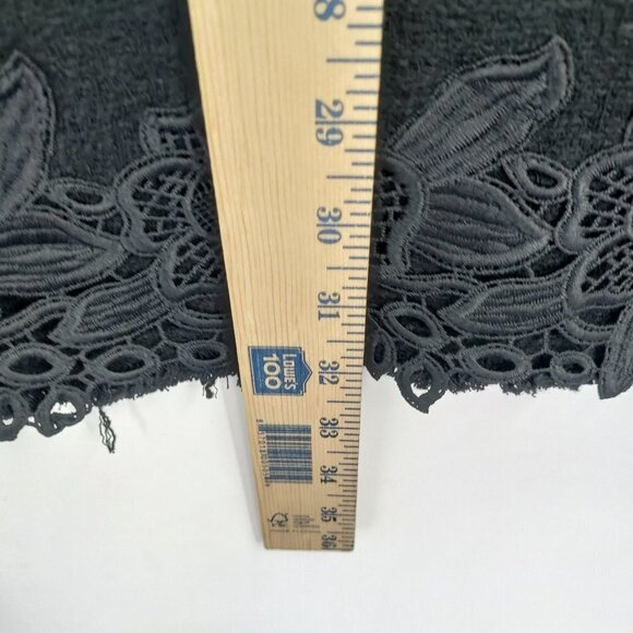 Zara Lace Round Neck Fringe Cap Sleeve  Crepe Mini Dress Medium Black - Picture 8 of 15